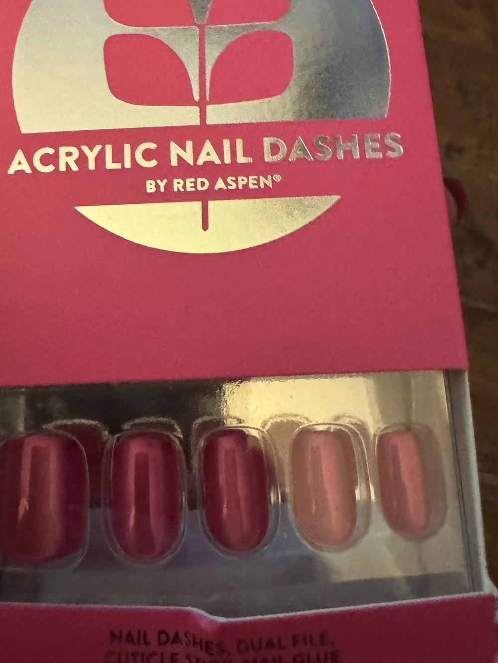 Red Aspen Acrylic press on Nails NEW Victorious Valia pink shiny finish